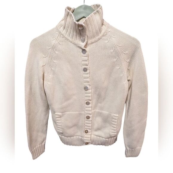 Land's End white knit cardigan sweater size small - Picture 4 of 9
